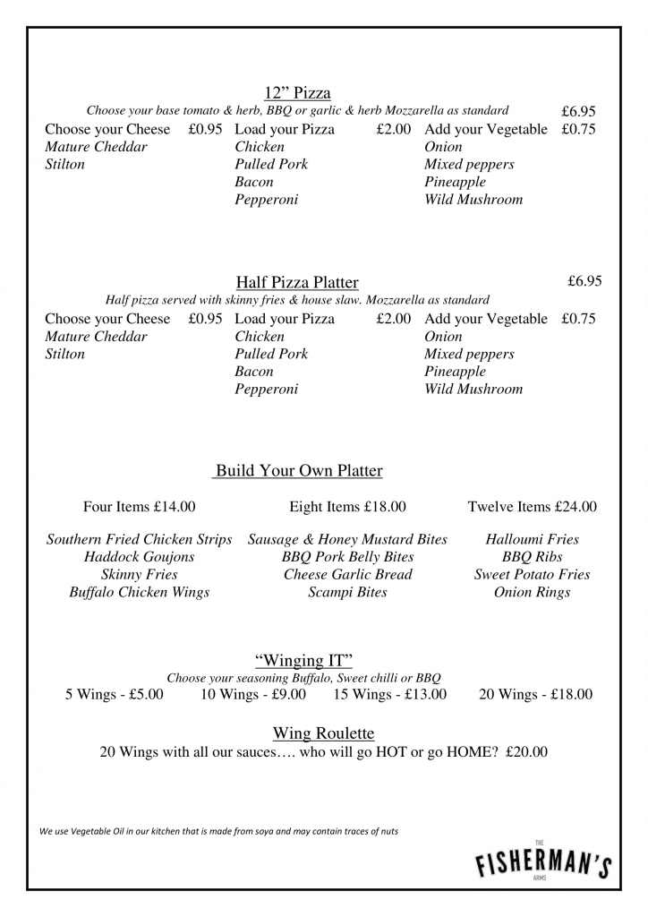Fishermans Arms Menu Page 3