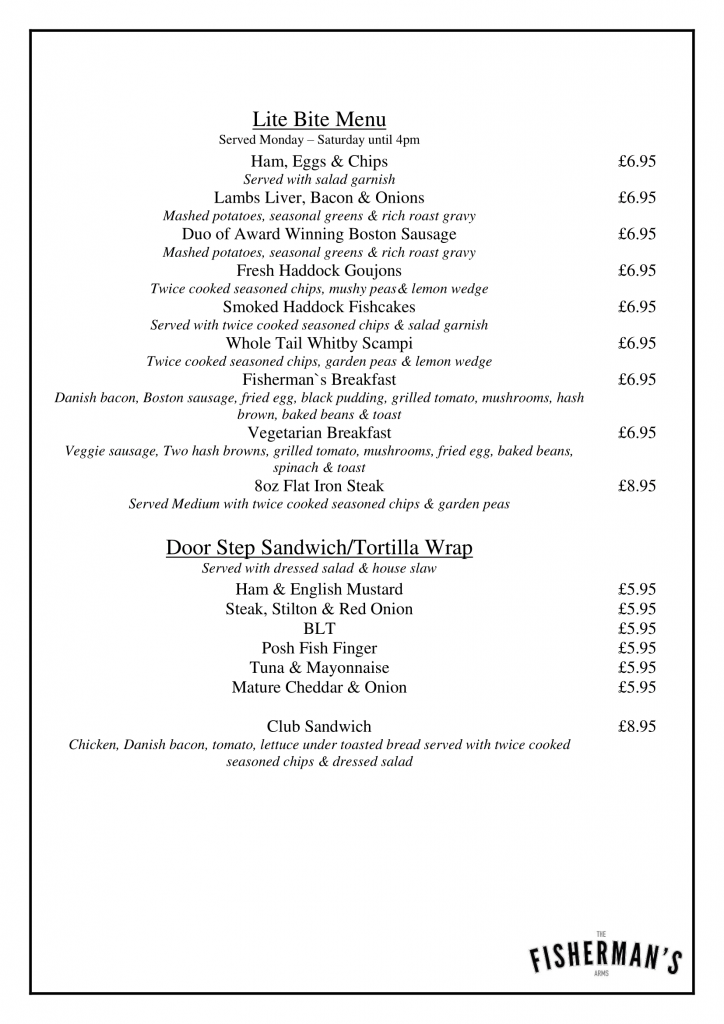 Fishermans Arms Menu Page 5