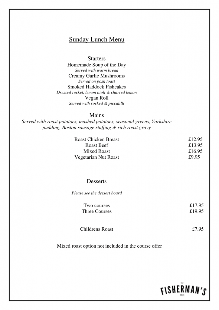 Fishermans Arms Menu Page 6