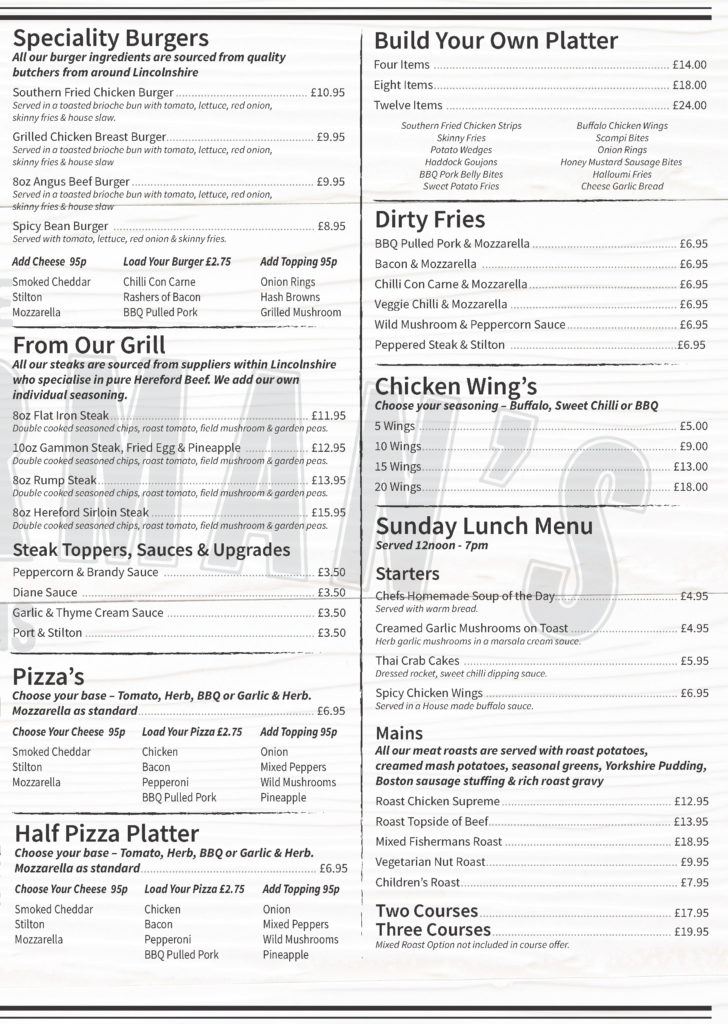Page 2 Fishermans Arms Menu 2020